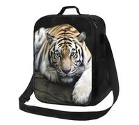 BWQMNT Tiger Lie On Rock Lunch Bag Lunch Box for Women Men,Leakproof Thermal Lunchbox Cute Lunch Tote Large Capacity Reusable Insulated Cooler Tote Bags for Work,Picnic,Camping