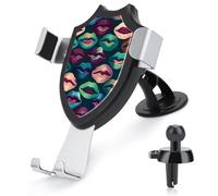 BWQSKL Universal Phone Holder for Car Vent Dashboard Windshield Brightly Colored Lip Prints Car Mount Compatible iPhone 16 Pro Max 15 14 13, Samsung