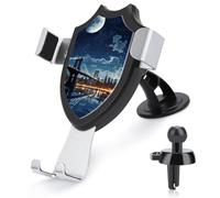 BWQSKL Universal Phone Holder for Car Vent Dashboard Windshield Moon Light New York City Car Mount Compatible iPhone 16 Pro Max 15 14 13, Samsung