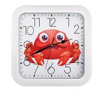 BWQSKL Wall Clock 10.2 Inch Cute Red Crab Silent Non-Ticking Square Clock Battery Operated Easy to Read for Kitchen Living Room Office