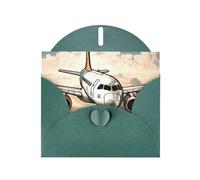 BWQTRYD Airplane Flying Greeting Cards Blank Note Cards with Envelopes Happy Birthday Card Thank You Card Wedding Party Invitation Cards for All Occasions 4x6 Inch