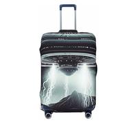 BWQTRYD Alien Spaceship Luggage Cover Tsa Approved, Stretch Suitcase Protector Anti-Scratch Travel Suitcase Cover Washable Baggage Covers for 18-32 Inch Luggage Sleeve, Black, XL