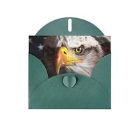 BWQTRYD America Flag and Eagle Greeting Cards Blank Note Cards with Envelopes Happy Birthday Card Thank You Card Wedding Party Invitation Cards for All Occasions 4x6 Inch