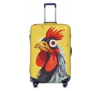 BWQTRYD Art Chicken Painting Luggage Cover Tsa Approved, Stretch Suitcase Protector Anti-Scratch Travel Suitcase Cover Washable Baggage Covers for 18-32 Inch Luggage Sleeve, Black, XL
