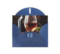 BWQTRYD Art Red Wine Galsses & Grapes Greeting Cards Blank Note Cards with Envelopes Happy Birthday Card Thank You Card Wedding Party Invitation Cards for All Occasions 4x6 Inch