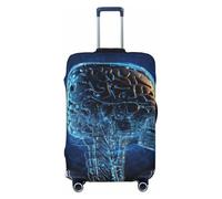 BWQTRYD Artificial Intelligence Brain Luggage Cover Tsa Approved, Stretch Suitcase Protector Anti-Scratch Travel Suitcase Cover Washable Baggage Covers for 18-32 Inch Luggage Sleeve, Black, L