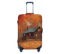 BWQTRYD Autumn Woods Cabin Luggage Cover Tsa Approved, Stretch Suitcase Protector Anti-Scratch Travel Suitcase Cover Washable Baggage Covers for 18-32 Inch Luggage Sleeve, Black, L
