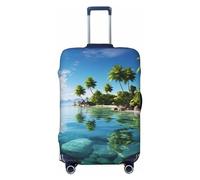 BWQTRYD Beautiful Island in The Sea Luggage Cover Tsa Approved, Stretch Suitcase Protector Anti-Scratch Travel Suitcase Cover Washable Baggage Covers for 18-32 Inch Luggage Sleeve, Black, L