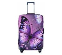 BWQTRYD Beautiful Purple Butterfly Art Luggage Cover Tsa Approved, Stretch Suitcase Protector Anti-Scratch Travel Suitcase Cover Washable Baggage Covers for 18-32 Inch Luggage Sleeve, Black, S