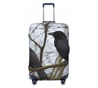 BWQTRYD Black Crow Birds Luggage Cover Tsa Approved, Stretch Suitcase Protector Anti-Scratch Travel Suitcase Cover Washable Baggage Covers for 18-32 Inch Luggage Sleeve, Black, L