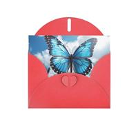 BWQTRYD blue butterfly and Clouds Greeting Cards Blank Note Cards with Envelopes Happy Birthday Card Thank You Card Wedding Party Invitation Cards for All Occasions 4x6 Inch