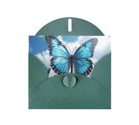 BWQTRYD blue butterfly and Clouds Greeting Cards Blank Note Cards with Envelopes Happy Birthday Card Thank You Card Wedding Party Invitation Cards for All Occasions 4x6 Inch