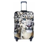 BWQTRYD Blue eyed snow leopard Luggage Cover Tsa Approved, Stretch Suitcase Protector Anti-Scratch Travel Suitcase Cover Washable Baggage Covers for 18-32 Inch Luggage Sleeve, Black, S