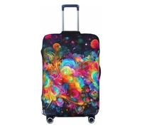 BWQTRYD Bright Beautiful Colorful Art Luggage Cover Tsa Approved, Stretch Suitcase Protector Anti-Scratch Travel Suitcase Cover Washable Baggage Covers for 18-32 Inch Luggage Sleeve, Black, XL