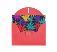 BWQTRYD Bright Colorful Weed Pattern Greeting Cards Blank Note Cards with Envelopes Happy Birthday Card Thank You Card Wedding Party Invitation Cards for All Occasions 4x6 Inch