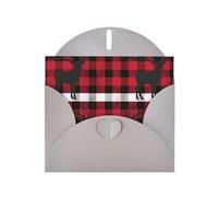 BWQTRYD Buffalo Plaid Deer Greeting Cards Blank Note Cards with Envelopes Happy Birthday Card Thank You Card Wedding Party Invitation Cards for All Occasions 4x6 Inch