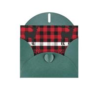 BWQTRYD Buffalo Plaid Deer Greeting Cards Blank Note Cards with Envelopes Happy Birthday Card Thank You Card Wedding Party Invitation Cards for All Occasions 4x6 Inch