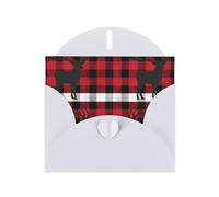 BWQTRYD Buffalo Plaid Deer Greeting Cards Blank Note Cards with Envelopes Happy Birthday Card Thank You Card Wedding Party Invitation Cards for All Occasions 4x6 Inch