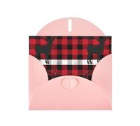 BWQTRYD Buffalo Plaid Deer Greeting Cards Blank Note Cards with Envelopes Happy Birthday Card Thank You Card Wedding Party Invitation Cards for All Occasions 4x6 Inch