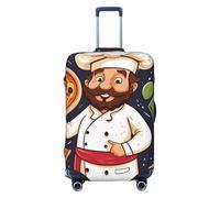 BWQTRYD Chef Pizza Luggage Cover Tsa Approved, Stretch Suitcase Protector Anti-Scratch Travel Suitcase Cover Washable Baggage Covers for 18-32 Inch Luggage Sleeve, Black, S