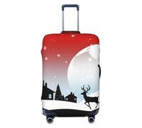 BWQTRYD Christmas Deer Santa Claus silhouette Luggage Cover Tsa Approved, Stretch Suitcase Protector Anti-Scratch Travel Suitcase Cover Washable Baggage Covers for 18-32 Inch Luggage Sleeve, Black, M
