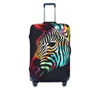BWQTRYD Colorful Rainbow Zebra Luggage Cover Tsa Approved, Stretch Suitcase Protector Anti-Scratch Travel Suitcase Cover Washable Baggage Covers for 18-32 Inch Luggage Sleeve, Black, S