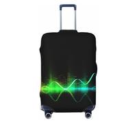 BWQTRYD Cool Music sound wave Luggage Cover Tsa Approved, Stretch Suitcase Protector Anti-Scratch Travel Suitcase Cover Washable Baggage Covers for 18-32 Inch Luggage Sleeve, Black, M