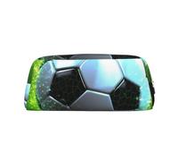 BWQTRYD cool soccer ball Pencil Bag Leather Pencil Case Travel Makeup Bag Zipper Toiletry Bag for Women Men Purse