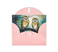 BWQTRYD Couple Owl Perch Tree Greeting Cards Blank Note Cards with Envelopes Happy Birthday Card Thank You Card Wedding Party Invitation Cards for All Occasions 4x6 Inch