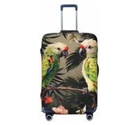 BWQTRYD Couple Parrots Olive Luggage Cover Tsa Approved, Stretch Suitcase Protector Anti-Scratch Travel Suitcase Cover Washable Baggage Covers for 18-32 Inch Luggage Sleeve, Black, M