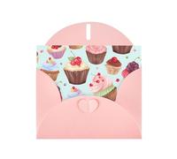 BWQTRYD Cupcake Pattern Greeting Cards Blank Note Cards with Envelopes Happy Birthday Card Thank You Card Wedding Party Invitation Cards for All Occasions 4x6 Inch