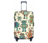 BWQTRYD Cute Cartoon Robots Luggage Cover Tsa Approved, Stretch Suitcase Protector Anti-Scratch Travel Suitcase Cover Washable Baggage Covers for 18-32 Inch Luggage Sleeve, Black, L