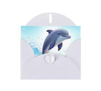 BWQTRYD Cute Dolphin Greeting Cards Blank Note Cards with Envelopes Happy Birthday Card Thank You Card Wedding Party Invitation Cards for All Occasions 4x6 Inch
