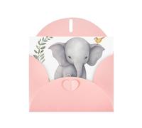 BWQTRYD Cute Elephant with Wreath and Little Duck Greeting Cards Blank Note Cards with Envelopes Happy Birthday Card Thank You Card Wedding Party Invitation Cards for All Occasions 4x6 Inch