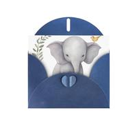BWQTRYD Cute Elephant with Wreath and Little Duck Greeting Cards Blank Note Cards with Envelopes Happy Birthday Card Thank You Card Wedding Party Invitation Cards for All Occasions 4x6 Inch