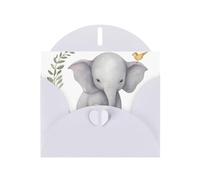 BWQTRYD Cute Elephant with Wreath and Little Duck Greeting Cards Blank Note Cards with Envelopes Happy Birthday Card Thank You Card Wedding Party Invitation Cards for All Occasions 4x6 Inch