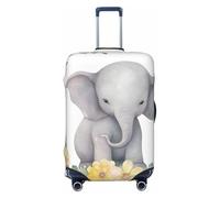 BWQTRYD Cute Elephant with Wreath and Little Duck Luggage Cover Tsa Approved, Stretch Suitcase Protector Anti-Scratch Travel Suitcase Cover Washable Baggage Covers for 18-32 Inch Luggage Sleeve, Black
