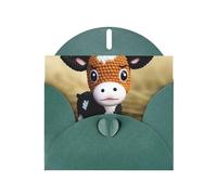 BWQTRYD Cute Little Cow Calf Pattern Greeting Cards Blank Note Cards with Envelopes Happy Birthday Card Thank You Card Wedding Party Invitation Cards for All Occasions 4x6 Inch