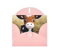 BWQTRYD Cute Little Cow Calf Pattern Greeting Cards Blank Note Cards with Envelopes Happy Birthday Card Thank You Card Wedding Party Invitation Cards for All Occasions 4x6 Inch