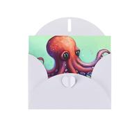 BWQTRYD Cute Octopus Greeting Cards Blank Note Cards with Envelopes Happy Birthday Card Thank You Card Wedding Party Invitation Cards for All Occasions 4x6 Inch