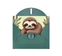 BWQTRYD Cute Sloth Greeting Cards Blank Note Cards with Envelopes Happy Birthday Card Thank You Card Wedding Party Invitation Cards for All Occasions 4x6 Inch