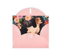 BWQTRYD Dachshund Floral Greeting Cards Blank Note Cards with Envelopes Happy Birthday Card Thank You Card Wedding Party Invitation Cards for All Occasions 4x6 Inch