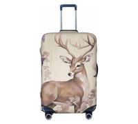 BWQTRYD Deer Birds with Flowers Luggage Cover Tsa Approved, Stretch Suitcase Protector Anti-Scratch Travel Suitcase Cover Washable Baggage Covers for 18-32 Inch Luggage Sleeve, Black, L