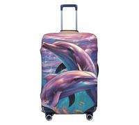 BWQTRYD Dolphins Art Luggage Cover Tsa Approved, Stretch Suitcase Protector Anti-Scratch Travel Suitcase Cover Washable Baggage Covers for 18-32 Inch Luggage Sleeve, Black, M