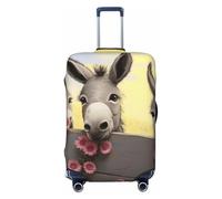 BWQTRYD donkey and flower Luggage Cover Tsa Approved, Stretch Suitcase Protector Anti-Scratch Travel Suitcase Cover Washable Baggage Covers for 18-32 Inch Luggage Sleeve, Black, L