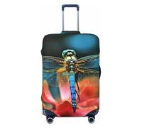 BWQTRYD Dragonfly On The Flower Luggage Cover Tsa Approved, Stretch Suitcase Protector Anti-Scratch Travel Suitcase Cover Washable Baggage Covers for 18-32 Inch Luggage Sleeve, Black, L