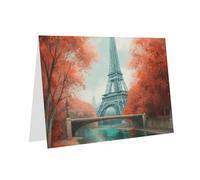 BWQTRYD Eiffel Tower Greeting Cards Blank Note Cards with Envelopes Happy Birthday Card Thank You Card Wedding Party Invitation Cards for All Occasions 4x6 Inch