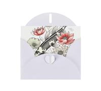 BWQTRYD Fish Japanese Carp Greeting Cards Blank Note Cards with Envelopes Happy Birthday Card Thank You Card Wedding Party Invitation Cards for All Occasions 4x6 Inch
