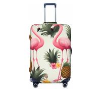BWQTRYD Flamingos and Pineapples Luggage Cover Tsa Approved, Stretch Suitcase Protector Anti-Scratch Travel Suitcase Cover Washable Baggage Covers for 18-32 Inch Luggage Sleeve, Black, M