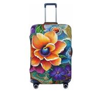 BWQTRYD Flower Diamond Painting Luggage Cover Tsa Approved, Stretch Suitcase Protector Anti-Scratch Travel Suitcase Cover Washable Baggage Covers for 18-32 Inch Luggage Sleeve, Black, L